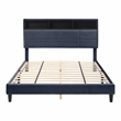 Bowery Hill Contemporary Fabric Storage Full Bed with USB in Gray