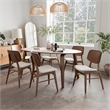 Bowery Hill 7-Piece Walnut Oval Dining Set with Upholstered Boucle Seats