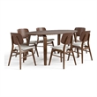 Bowery Hill 7-Piece Walnut Oval Dining Set with Upholstered Boucle Seats