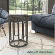 Bowery Hill Round Stone and Black Iron End Table