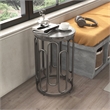 Bowery Hill Round Stone and Black Iron End Table