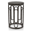 Bowery Hill Round Stone and Black Iron End Table