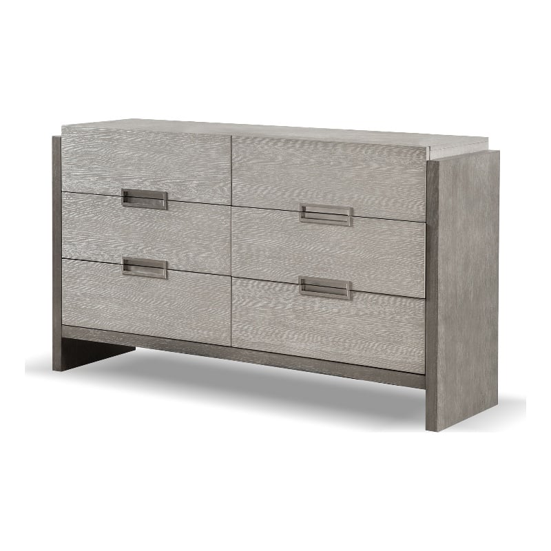 Bowery Hill 6-Drawer Solid Wood Dresser in Gray with Transitional Design