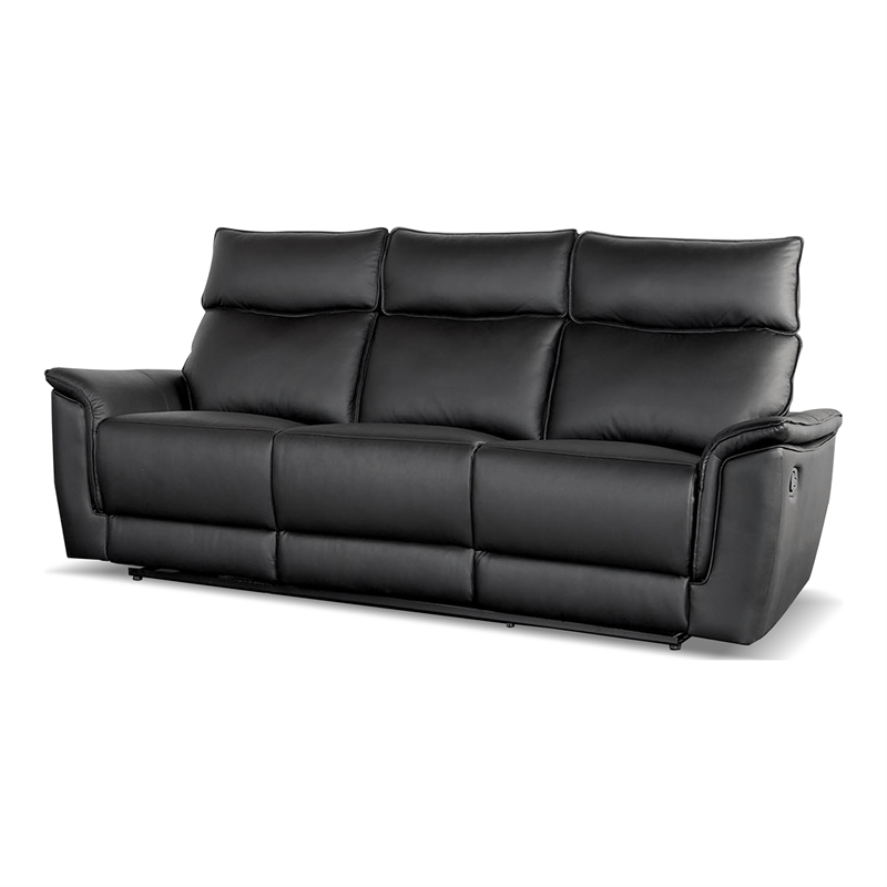 Bowery Hill 3-Piece Leather Reclining Sofa Set in Black