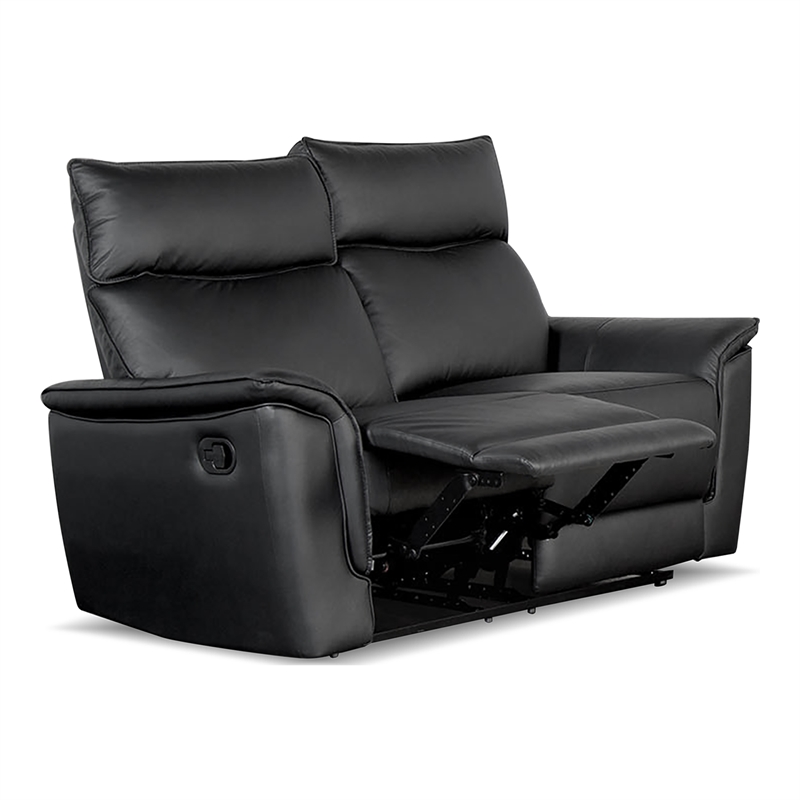 Bowery Hill 3-Piece Leather Reclining Sofa Set in Black