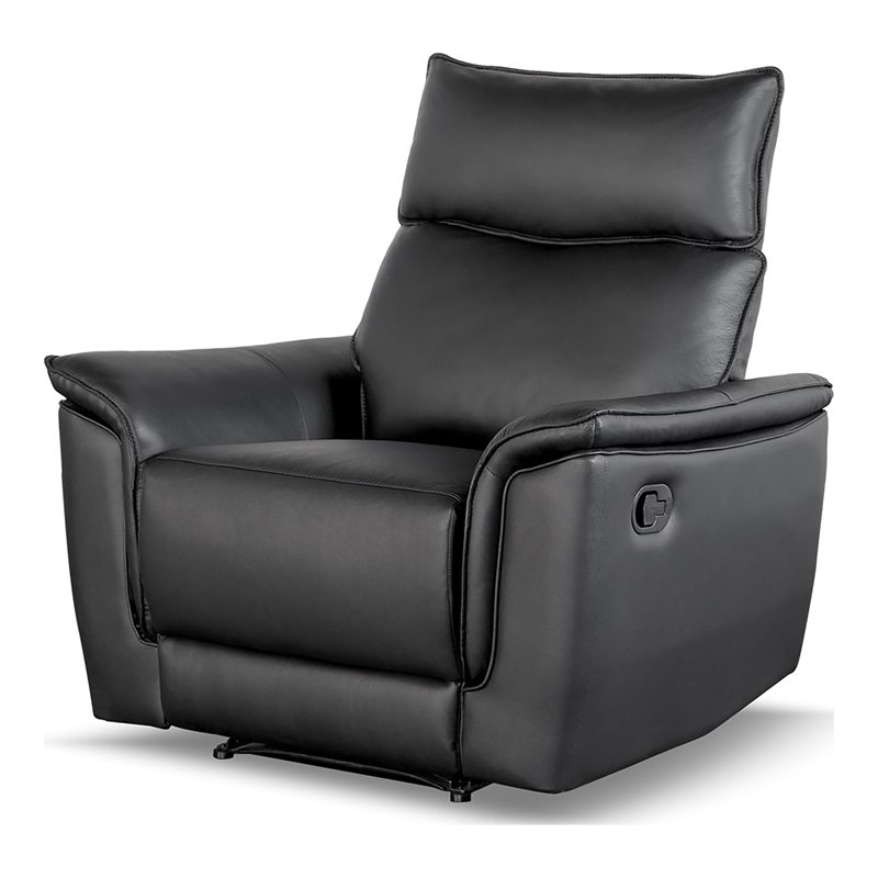 Bowery Hill 3-Piece Leather Reclining Sofa Set in Black