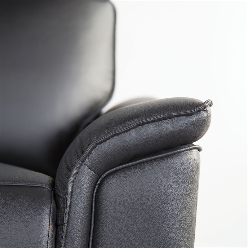 Bowery Hill 3-Piece Leather Reclining Sofa Set in Black