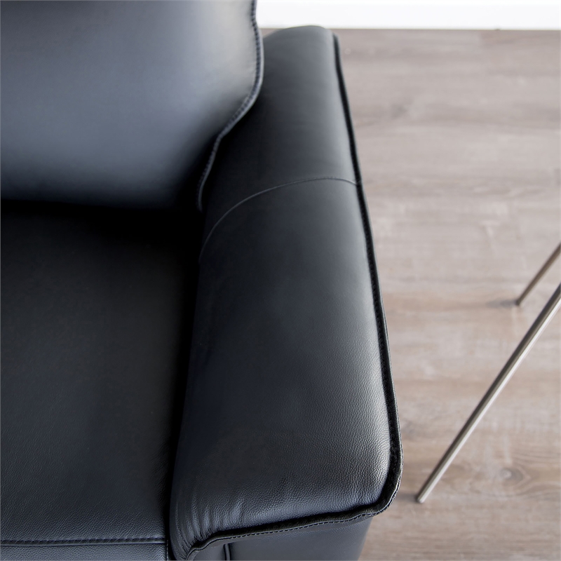 Bowery Hill 3-Piece Leather Reclining Sofa Set in Black