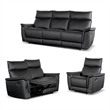 Bowery Hill 3-Piece Leather Reclining Sofa Set in Black