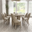 Bowery Hill 7-Piece Rubberwood Dining Table Set in White Oak