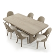 Bowery Hill 7-Piece Rubberwood Dining Table Set in White Oak