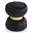 Bowery Hill Velvet Round Bow Tie Design Stool in Black