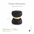Bowery Hill Velvet Round Bow Tie Design Stool in Black