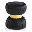 Bowery Hill Velvet Round Bow Tie Design Stool in Black