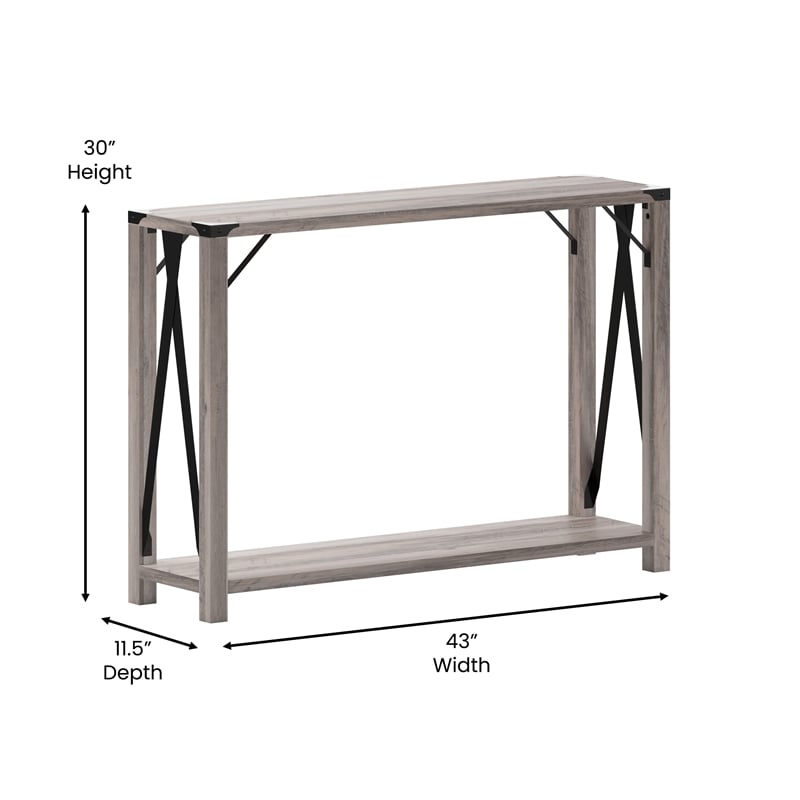 Bowery Hill Modern Farmhouse 2-Tier Console Table in Gray Wash Finish