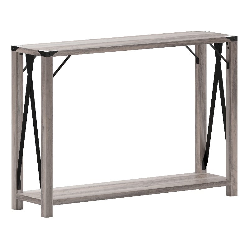 Bowery Hill Modern Farmhouse 2-Tier Console Table in Gray Wash Finish