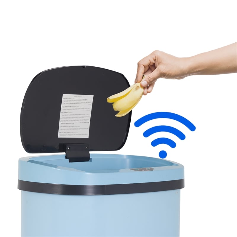 Bowery Hill 13 Gallon Blue Stainless Steel Motion Sensor Trash Can