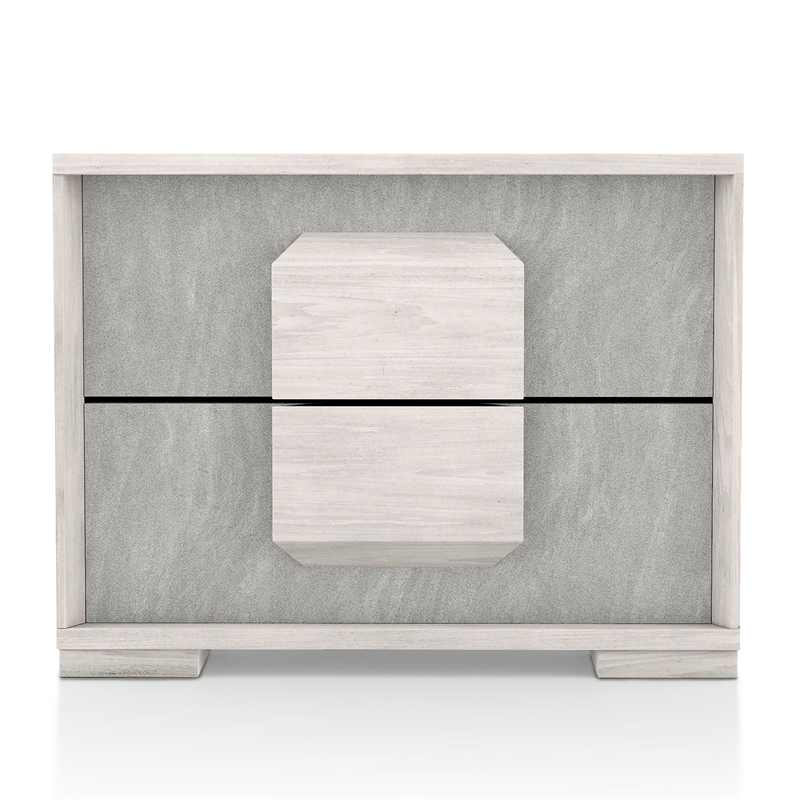 Bowery Hill Two-Tone Wood 2-Drawer Nightstand in Washed White
