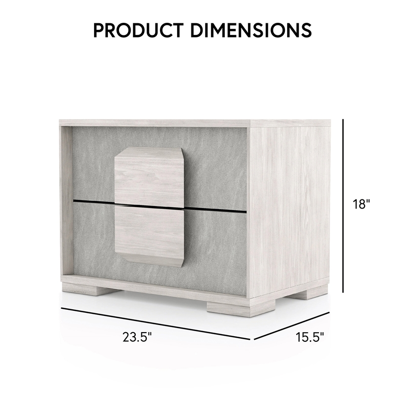 Bowery Hill Two-Tone Wood 2-Drawer Nightstand in Washed White