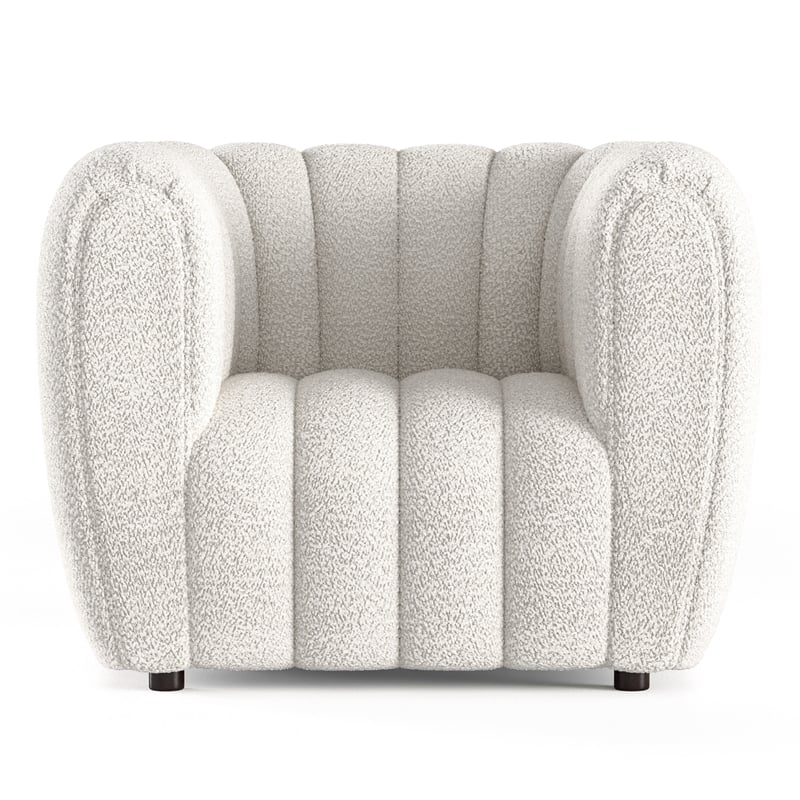 Bowery Hill Channel Tufted Boucle Accent Chair in Off White