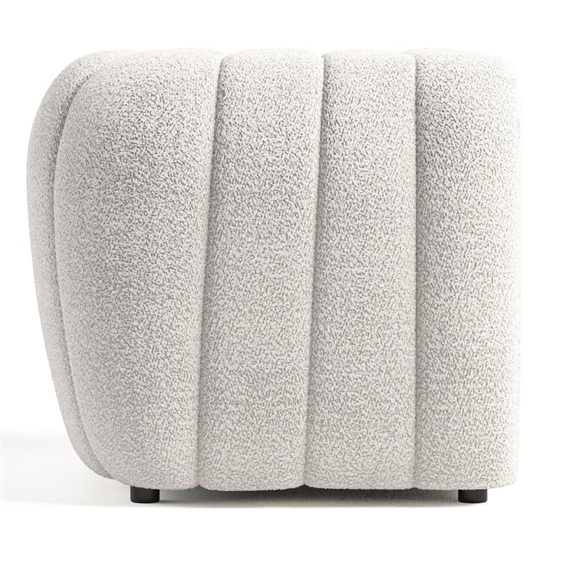Bowery Hill Channel Tufted Boucle Accent Chair in Off White