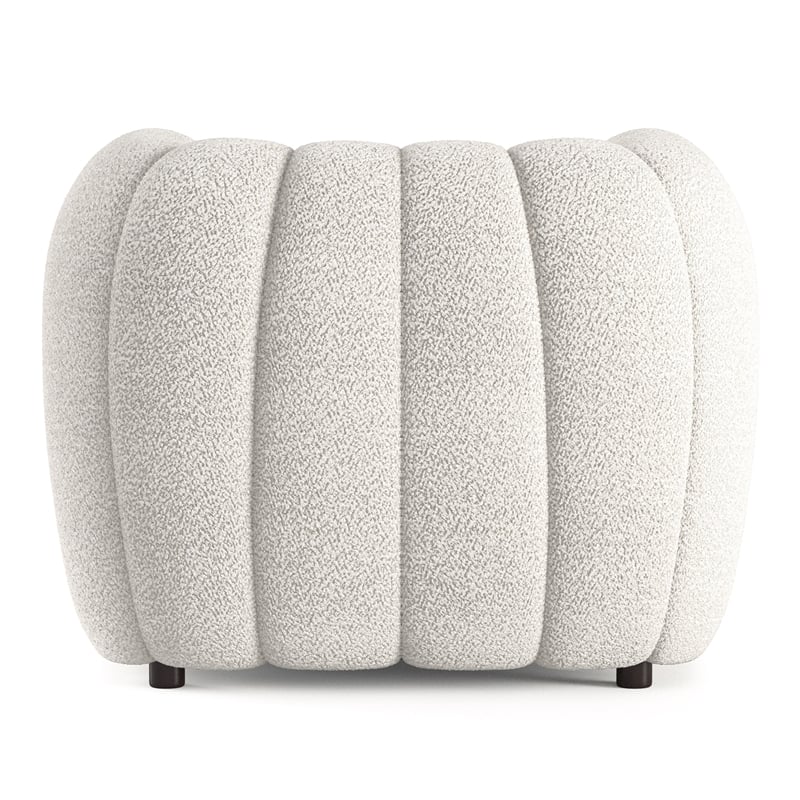 Bowery Hill Channel Tufted Boucle Accent Chair in Off White