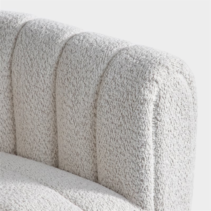 Bowery Hill Channel Tufted Boucle Accent Chair in Off White