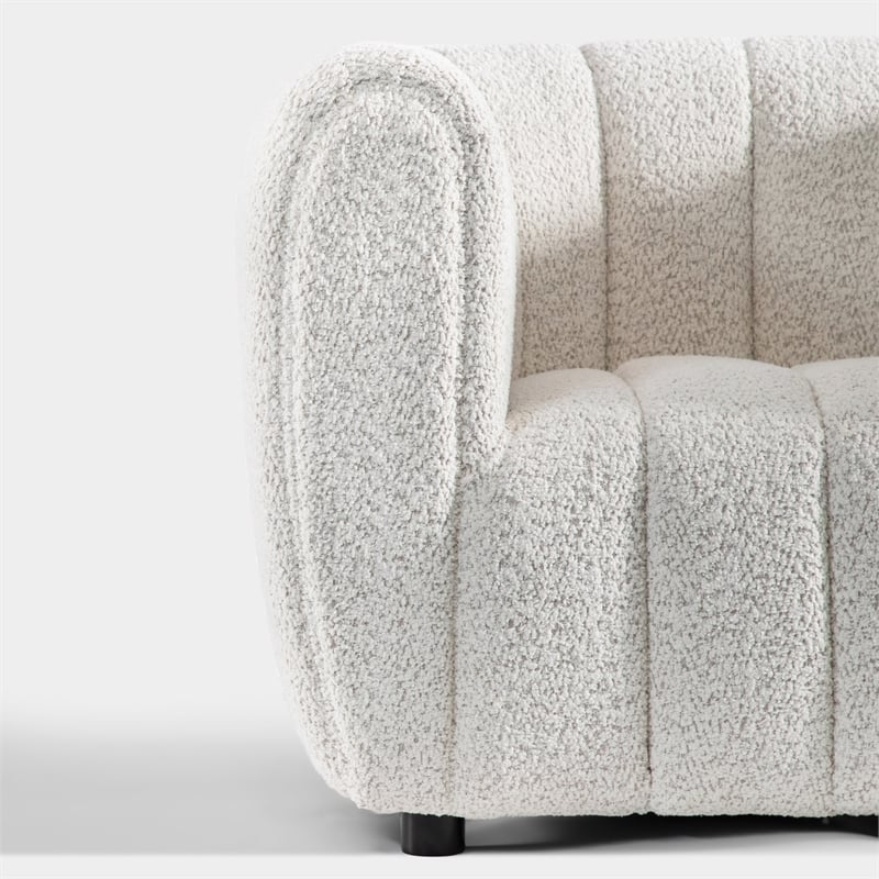 Bowery Hill Channel Tufted Boucle Accent Chair in Off White
