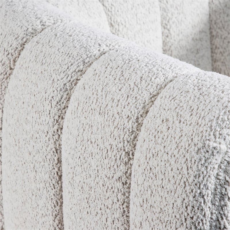 Bowery Hill Channel Tufted Boucle Accent Chair in Off White