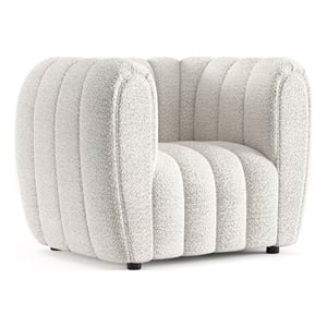 Bowery Hill Channel Tufted Boucle Accent Chair in Off White