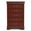 Bowery Hill 5-Drawer Chest with Nickel Handles in Cherry Finish