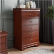 Bowery Hill 5-Drawer Chest with Nickel Handles in Cherry Finish
