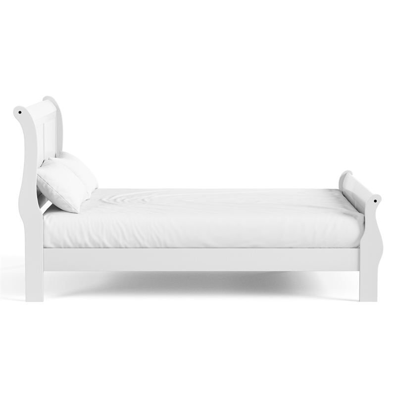 Bowery Hill Sleigh Full Panel Bed Frame with Shaker Panels in White