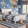 Bowery Hill Sleigh Full Panel Bed Frame with Shaker Panels in White