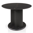 Bowery Hill Faux Marble Iron Pedestal Round Dining Table in Black