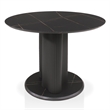 Bowery Hill Faux Marble Iron Pedestal Round Dining Table in Black