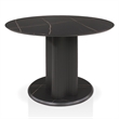 Bowery Hill Faux Marble Iron Pedestal Round Dining Table in Black