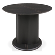 Bowery Hill Faux Marble Iron Pedestal Round Dining Table in Black