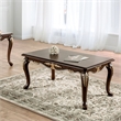 Bowery Hill Wood Coffee Table with Cabriole Legs in Cherry Finish