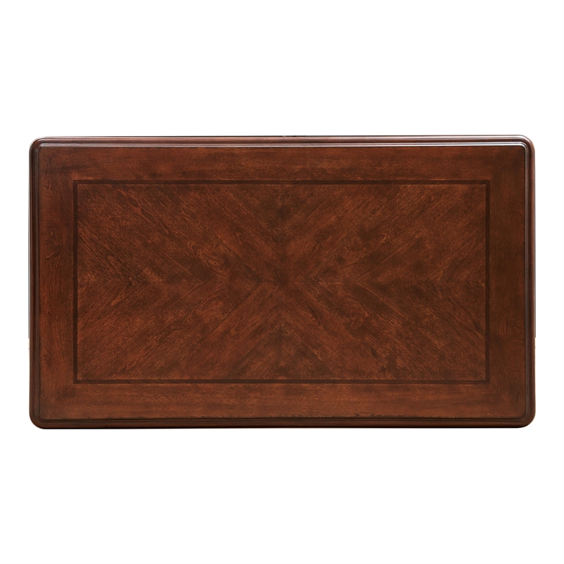 Bowery Hill Wood Coffee Table with Cabriole Legs in Cherry Finish