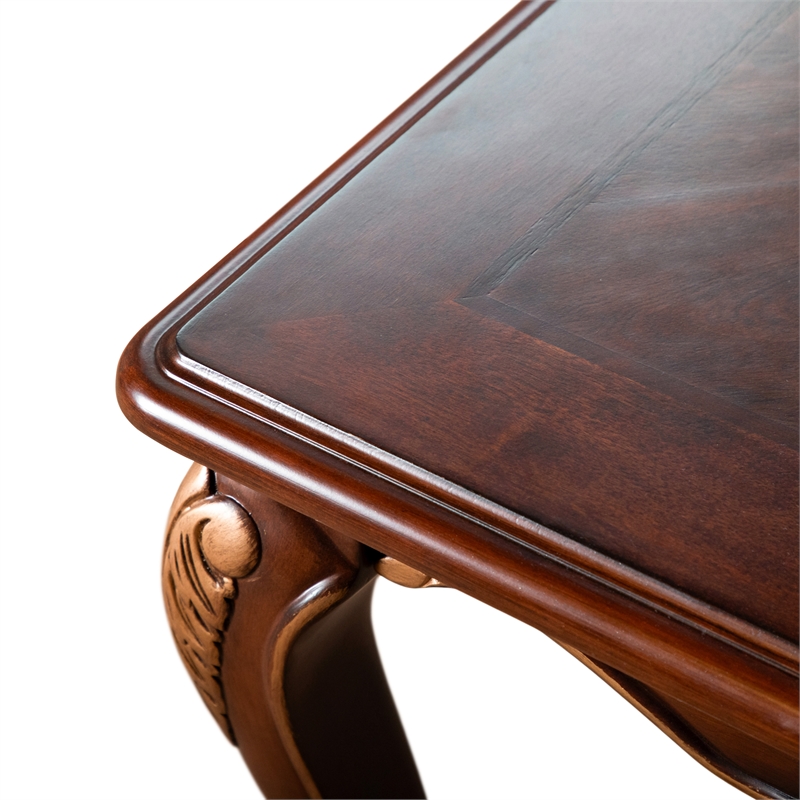 Bowery Hill Wood Coffee Table with Cabriole Legs in Cherry Finish