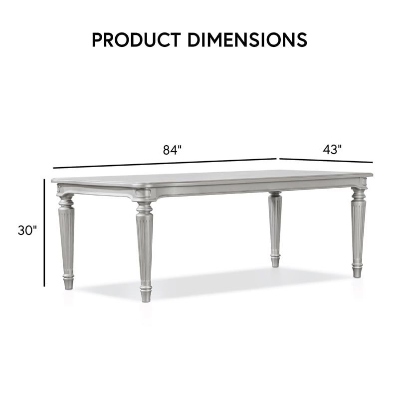 Bowery Hill 7-Piece Dining Table Set with Upholstered Chairs in Silver Finish