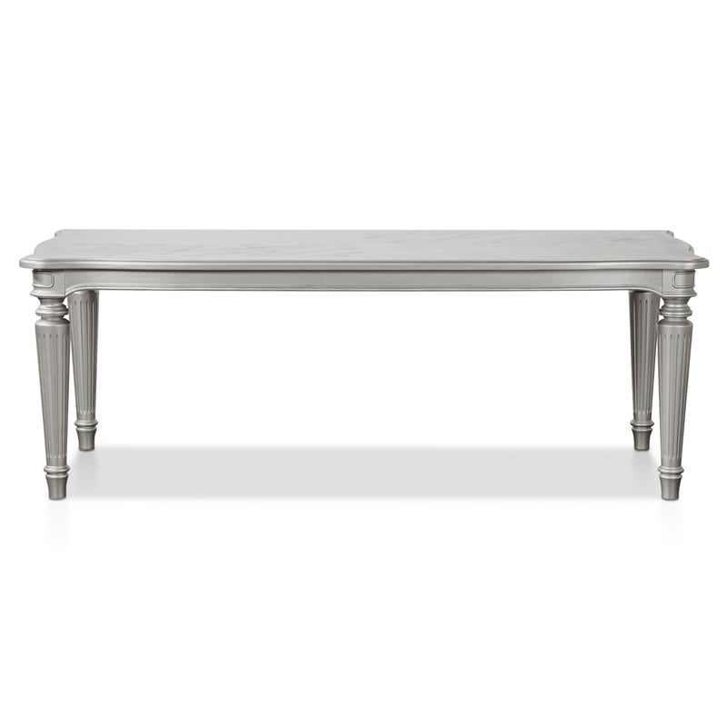 Bowery Hill 7-Piece Dining Table Set with Upholstered Chairs in Silver Finish