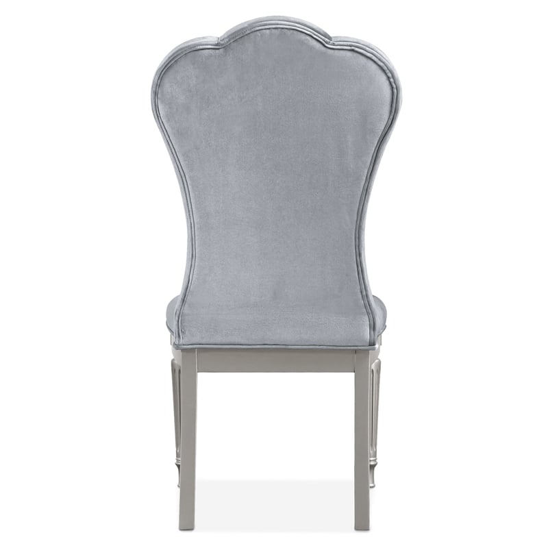 Bowery Hill 7-Piece Dining Table Set with Upholstered Chairs in Silver Finish
