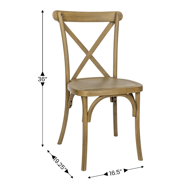 Bowery Hill Resin Cross Back Chair in Chestnut for Indoor/Outdoor Use