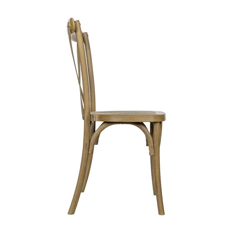 Bowery Hill Resin Cross Back Chair in Chestnut for Indoor/Outdoor Use