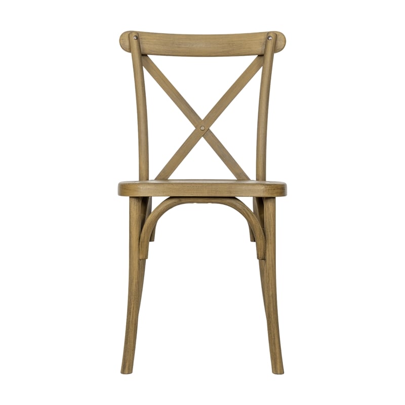 Bowery Hill Resin Cross Back Chair in Chestnut for Indoor/Outdoor Use