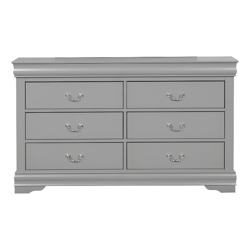 Bowery Hill Solid Wood 6-Drawer Dresser in Gray Finish