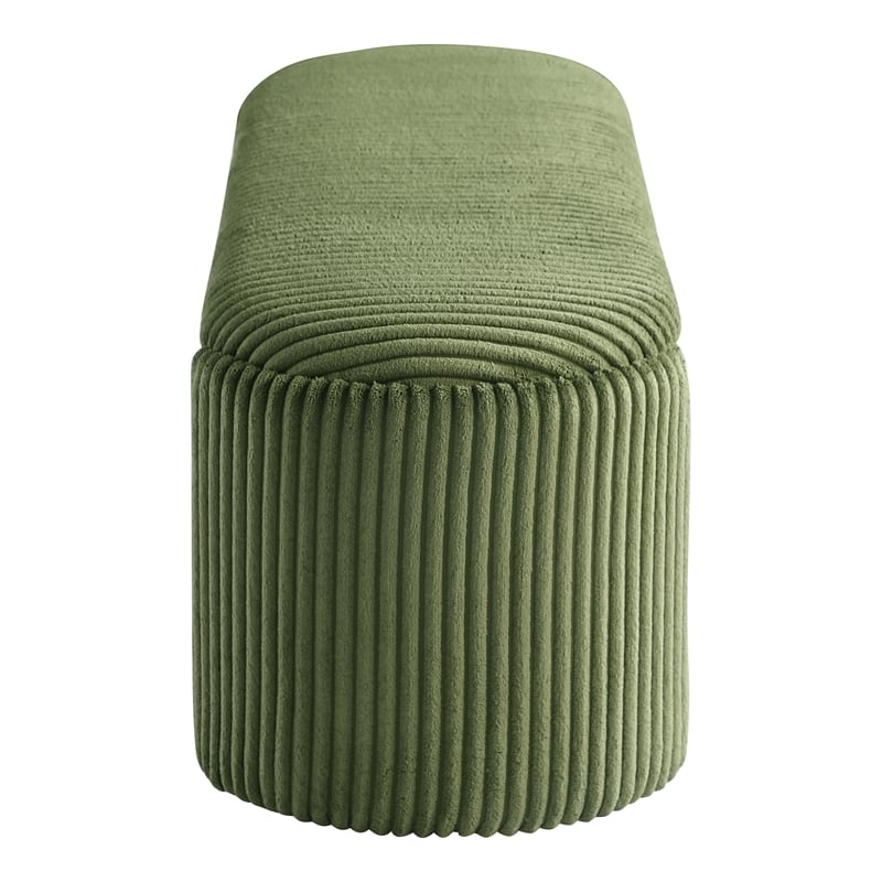 Bowery Hill Corduroy Fabric Storage Bench in Green with Lift-Top Functionality