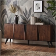 Bowery Hill Solid Wood Sculpted Server with Doors in Walnut Finish
